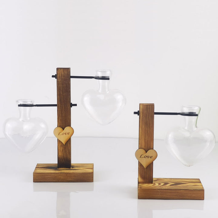 Heart-Shaped Hydroponic Vase for Romantic Tabletop Decor