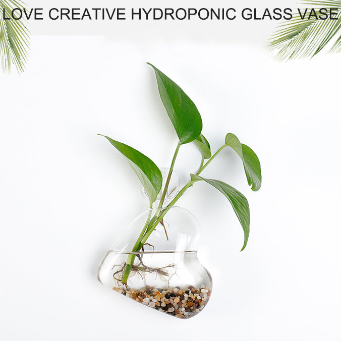 Love-Shape Hydroponic Wall Vase for Botanical Displays