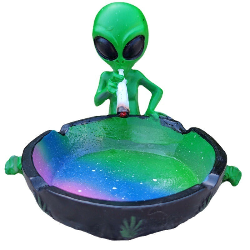 Alien Astronaut Ashtray with Iridescent Galaxy Bowl