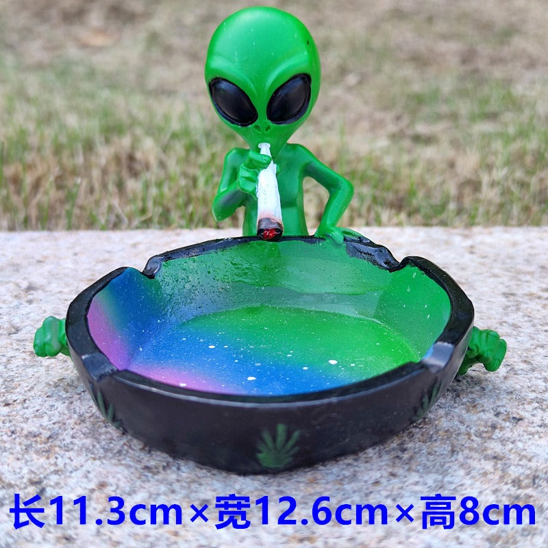 Alien Astronaut Ashtray with Iridescent Galaxy Bowl