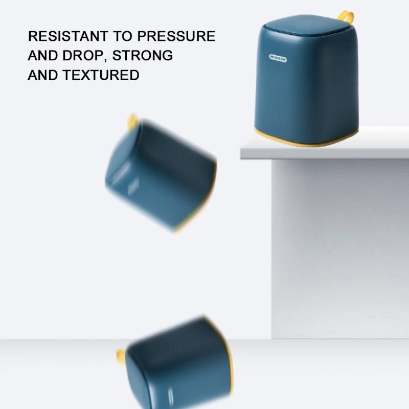 Desktop Trash Can with Lid, Compact Drop-Resistant Bin
