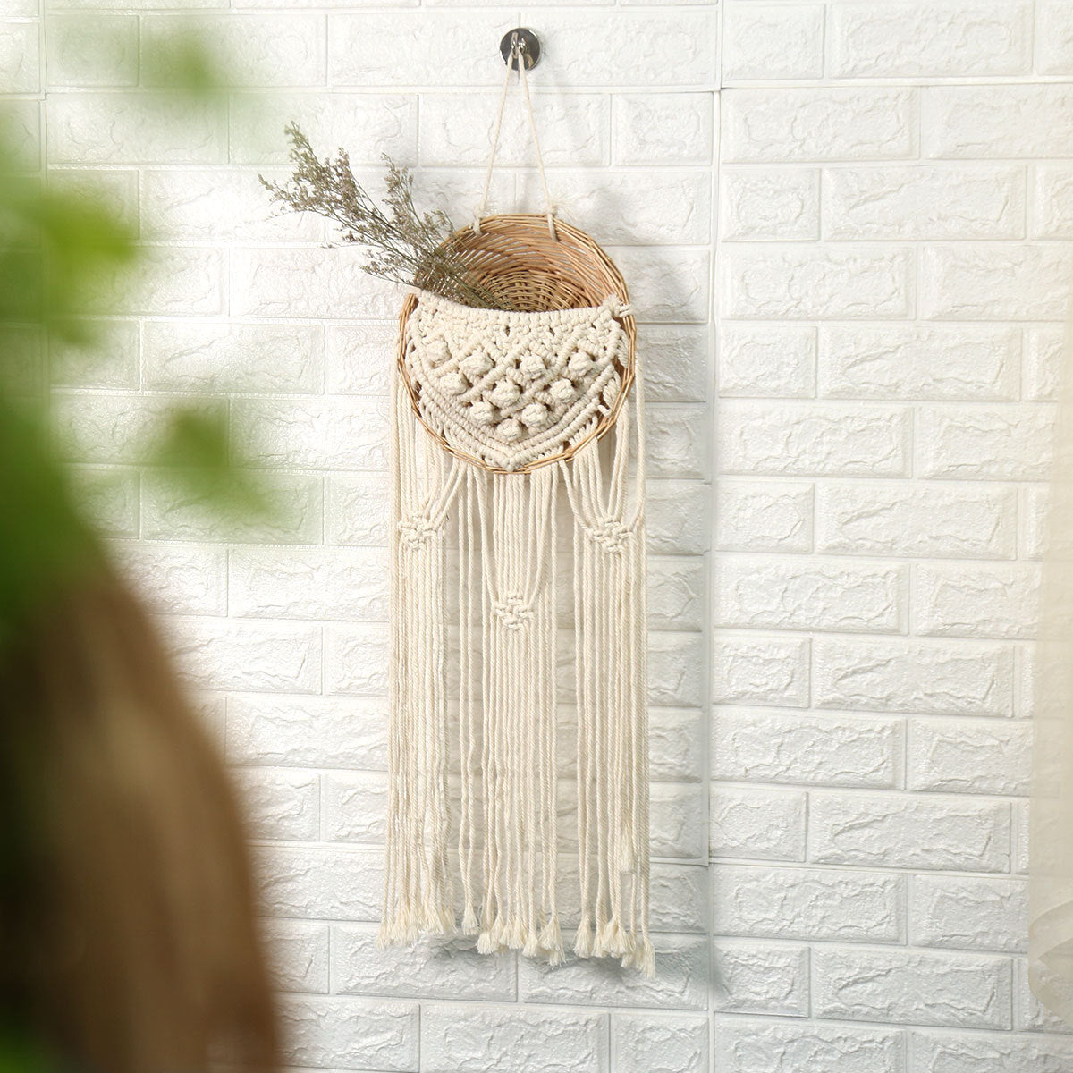 Rattan Hanging Basket Wall Decor for Natural Texture