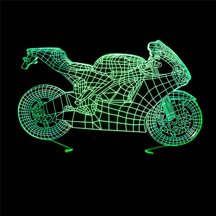 3D Motorcycle Night Light: 7-Color Touch Ambient Lamp