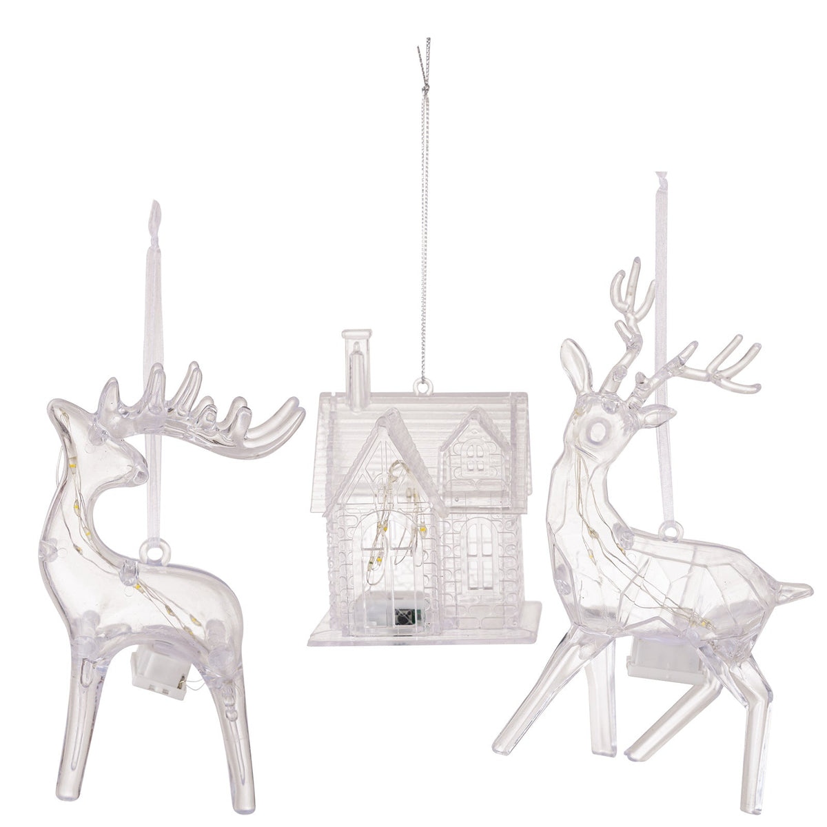Illuminated Christmas Ornaments 3-Piece Reindeer Set