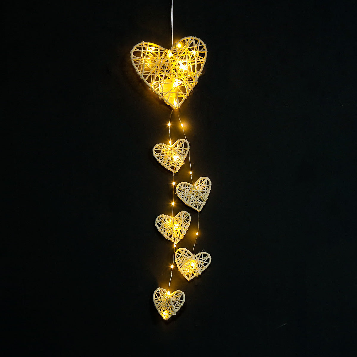 Rattan Heart String Lights for Cozy Romantic Room Decor
