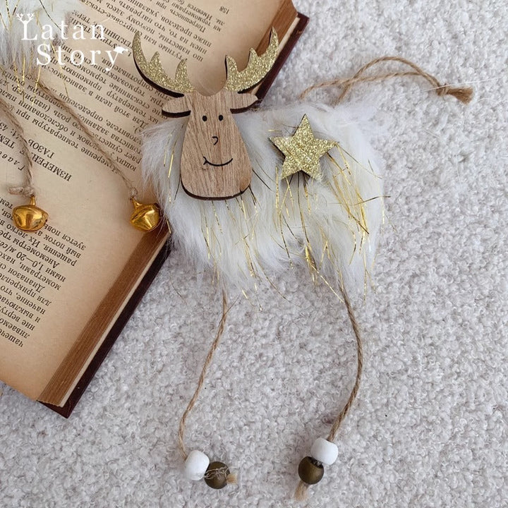 Wooden Reindeer Ornament for Rustic Christmas Charm