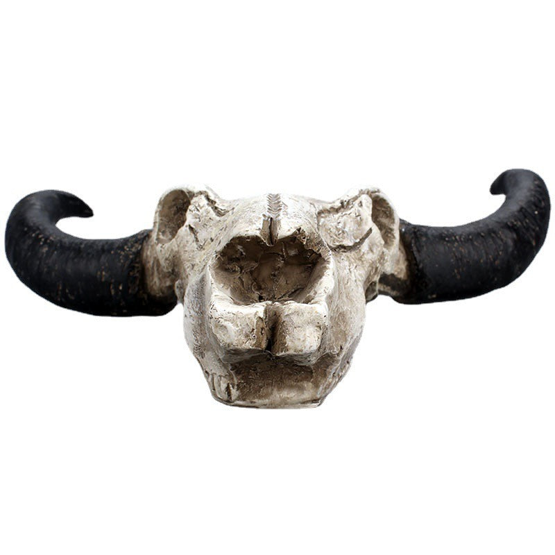 Resin Cow Skull Wall Decor With Aged Western Drama