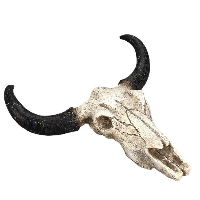Resin Cow Skull Wall Decor With Aged Western Drama