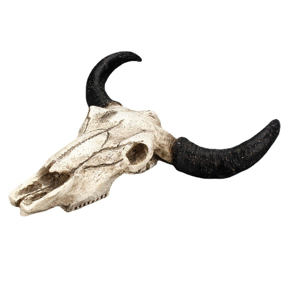 Resin Cow Skull Wall Decor With Aged Western Drama