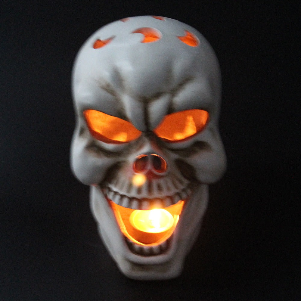Large Mouth Skull Candle Holder for Gothic Halloween Glow