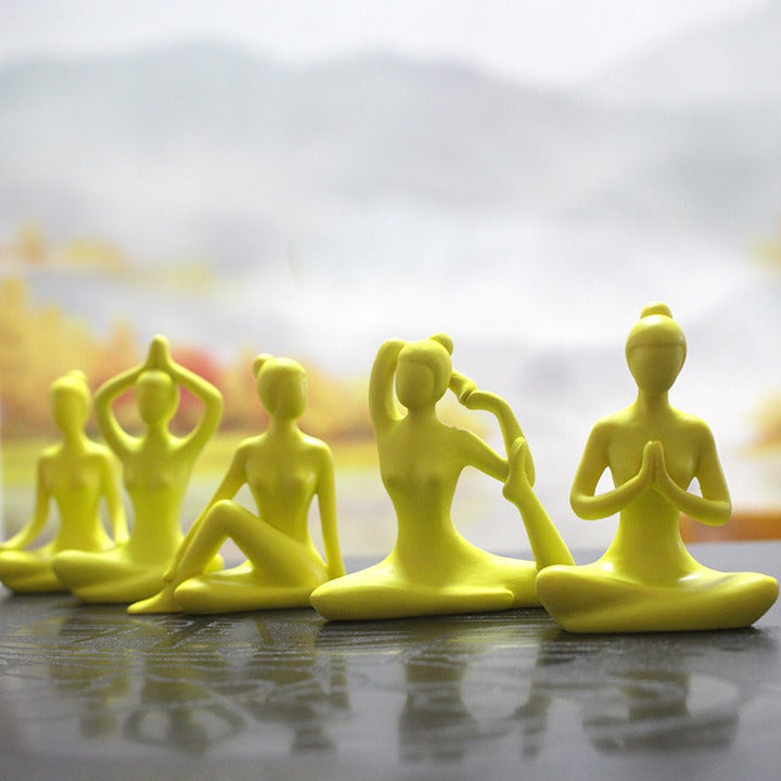 Yoga Figurine Set for Cheerful Wellness Home Decor