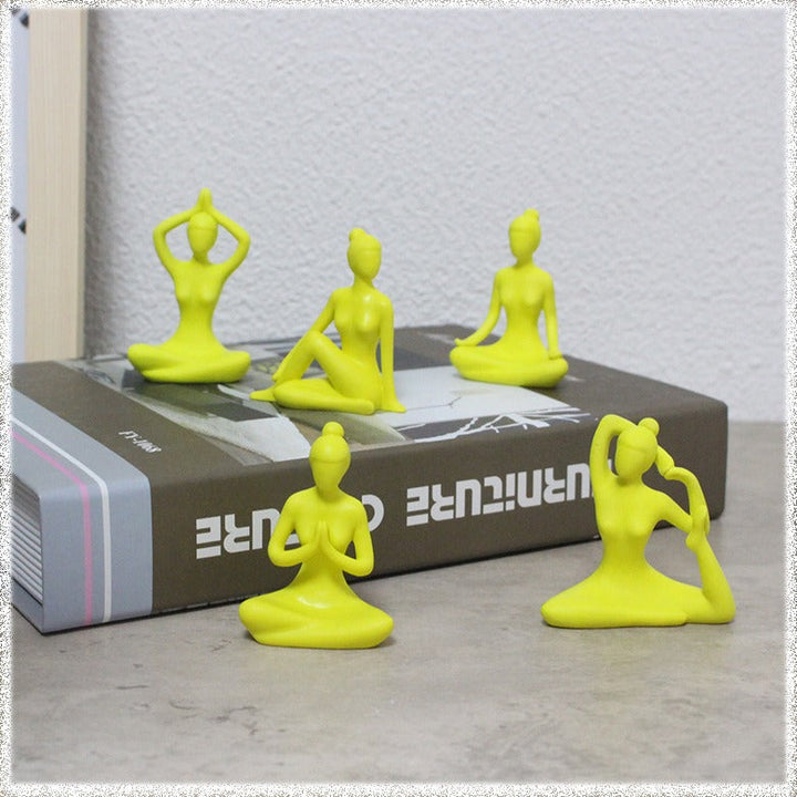 Yoga Figurine Set for Cheerful Wellness Home Decor