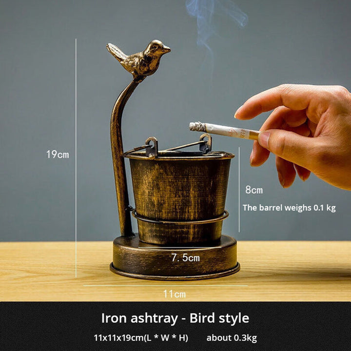 Decorative Iron Ashtray With Vintage Tabletop Style