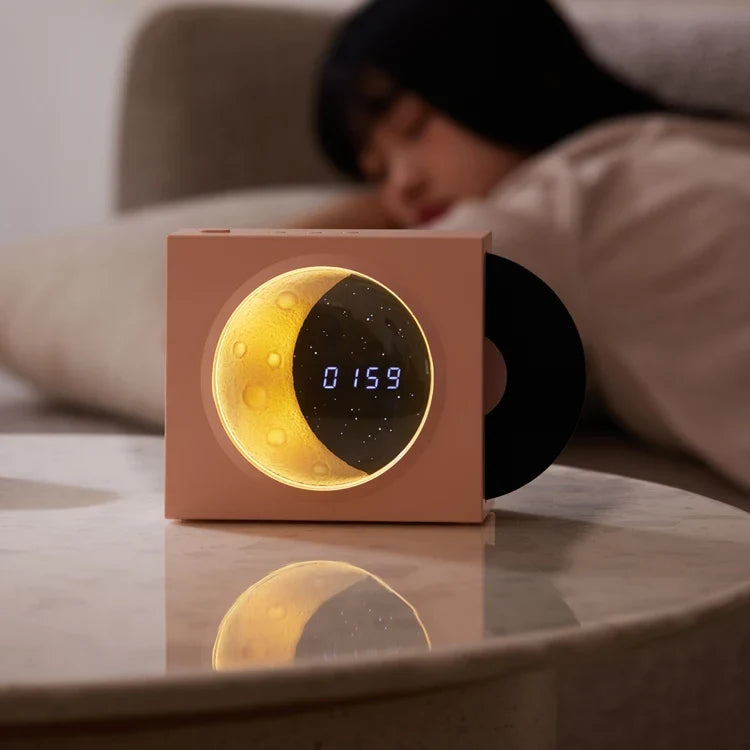 Retro Moon Bluetooth Speaker Clock and Night Light Lamp