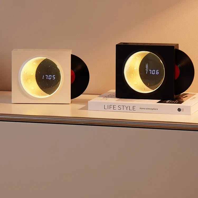 Retro Moon Bluetooth Speaker Clock and Night Light Lamp