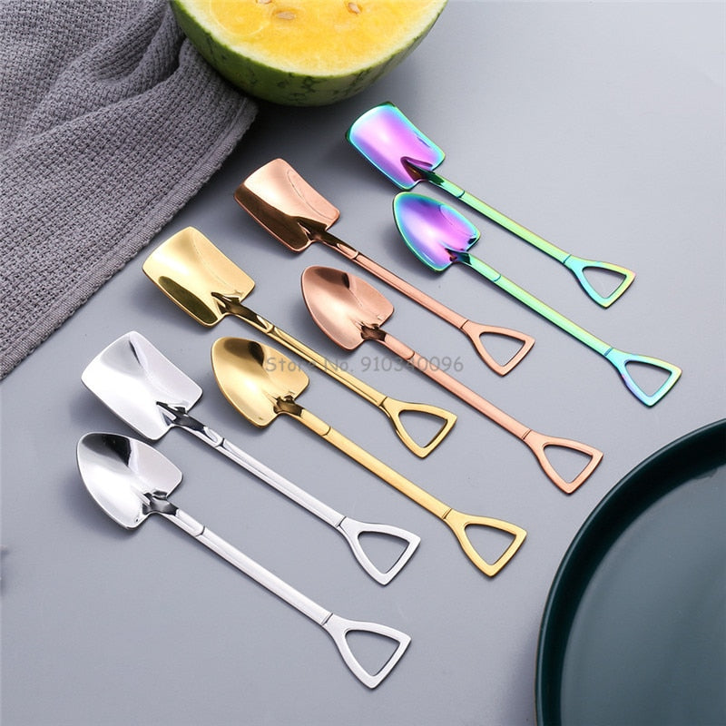 Retro Shovel Dessert Spoons for Stylish Coffee Serving