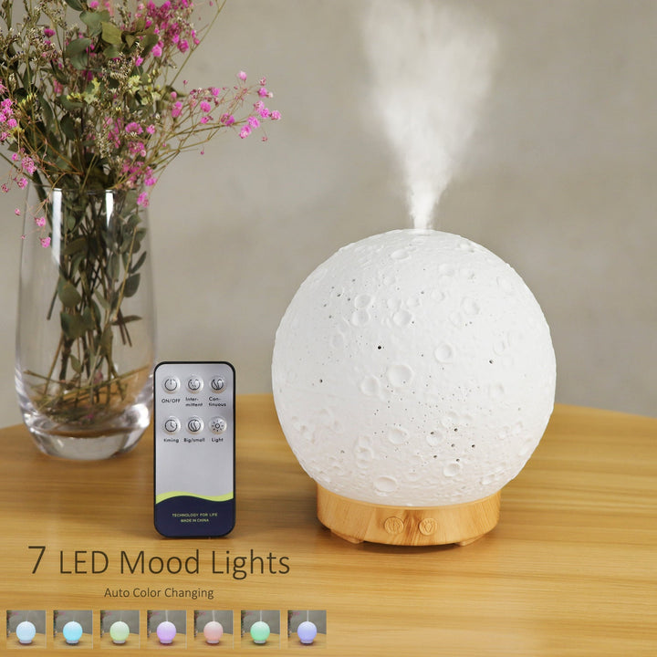 Ceramic Moon Aroma Diffuser with Night Sky LED Lights