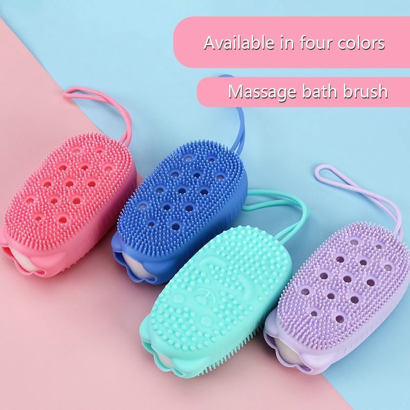 Double-Sided Silicone Bath Brush That Lathers Body Wash