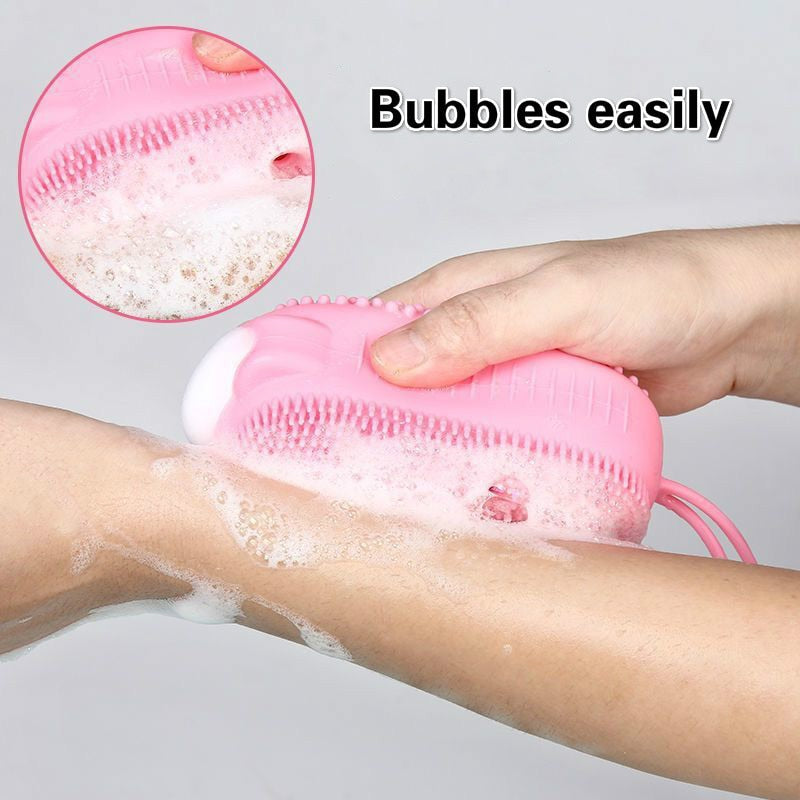 Double-Sided Silicone Bath Brush That Lathers Body Wash