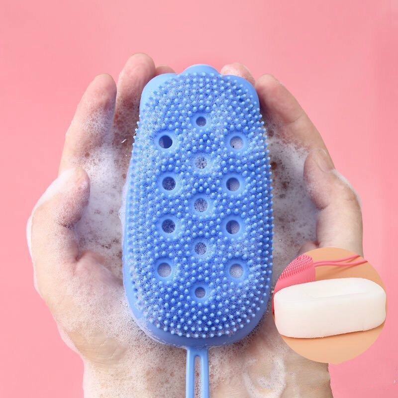 Double-Sided Silicone Bath Brush That Lathers Body Wash