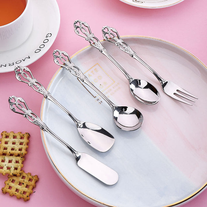 Stainless Steel Dessert Set 5 Piece, Ornate Vintage Style