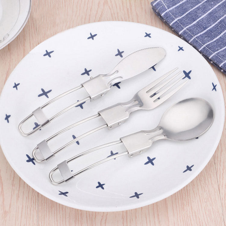 Folding Stainless Steel Camping Cutlery Set, 4 Piece