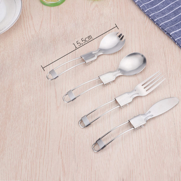 Folding Stainless Steel Camping Cutlery Set, 4 Piece