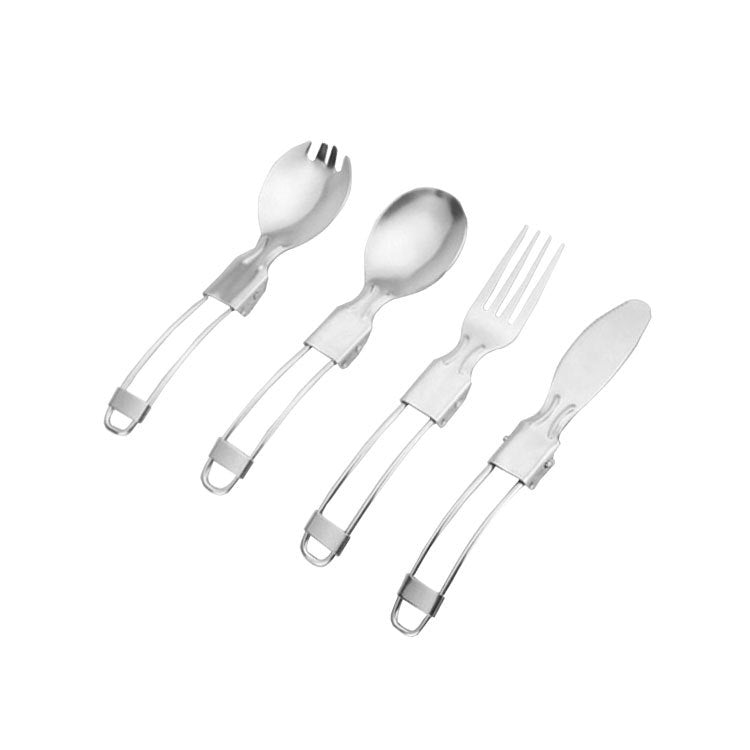 Folding Stainless Steel Camping Cutlery Set, 4 Piece