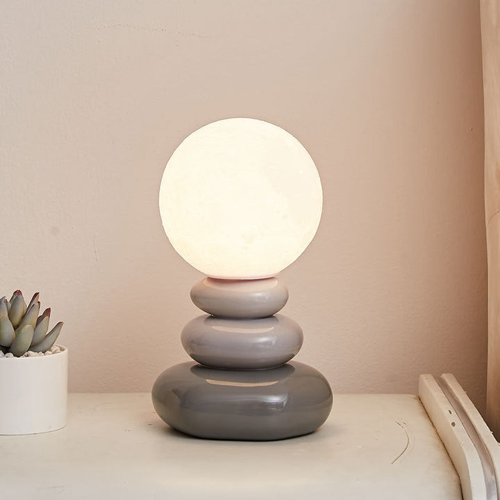 Ceramic Stacked Moon Lamp for Cozy Bedroom Mood Light
