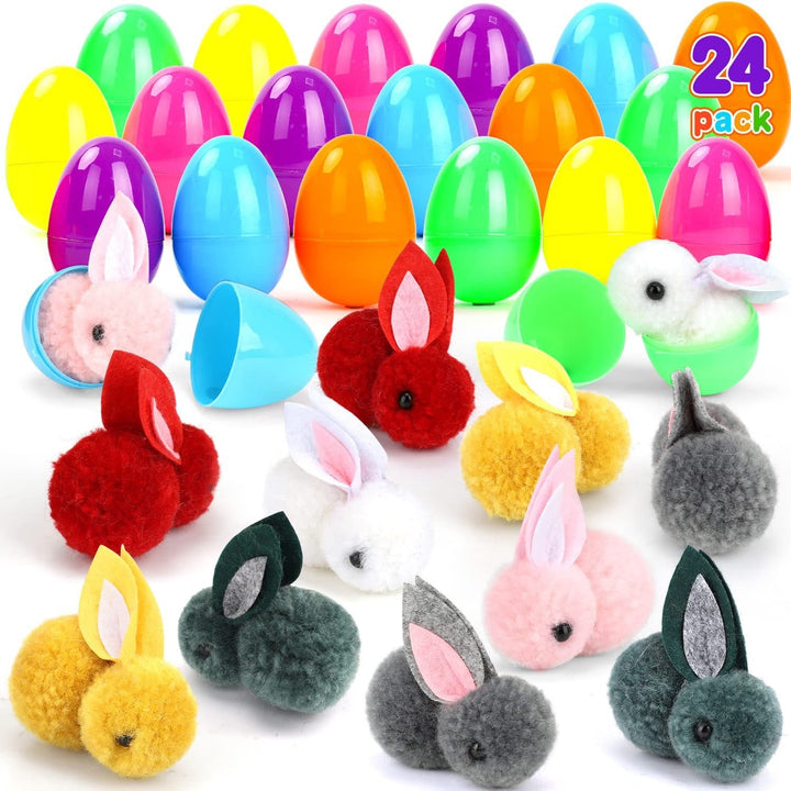 Easter Surprise Eggs with Cute Mini Bunny Toys, 24 Pack