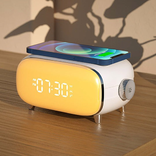Wireless Charging Alarm Clock with Sunset Night Light