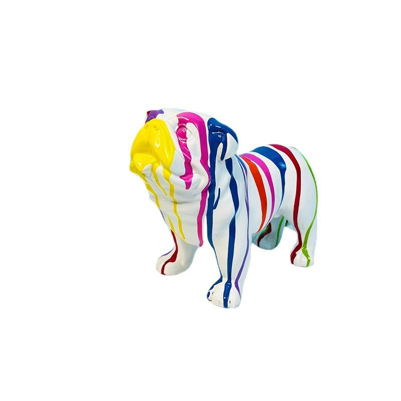 Bulldog Resin Sculpture for Colorful Modern Home Decor