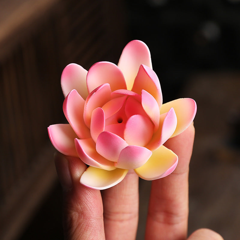 Lotus Incense Holder Lamp for Serene Tabletop Decor