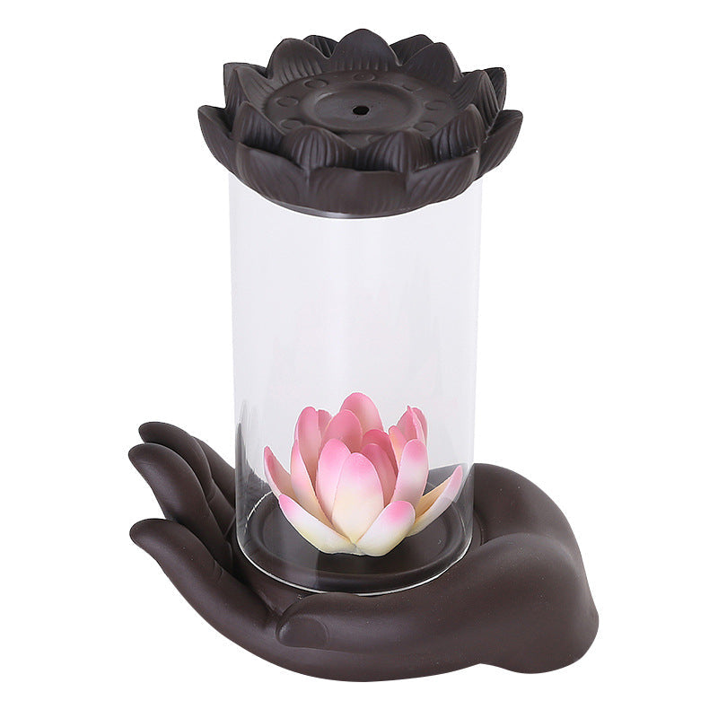 Lotus Incense Holder Lamp for Serene Tabletop Decor