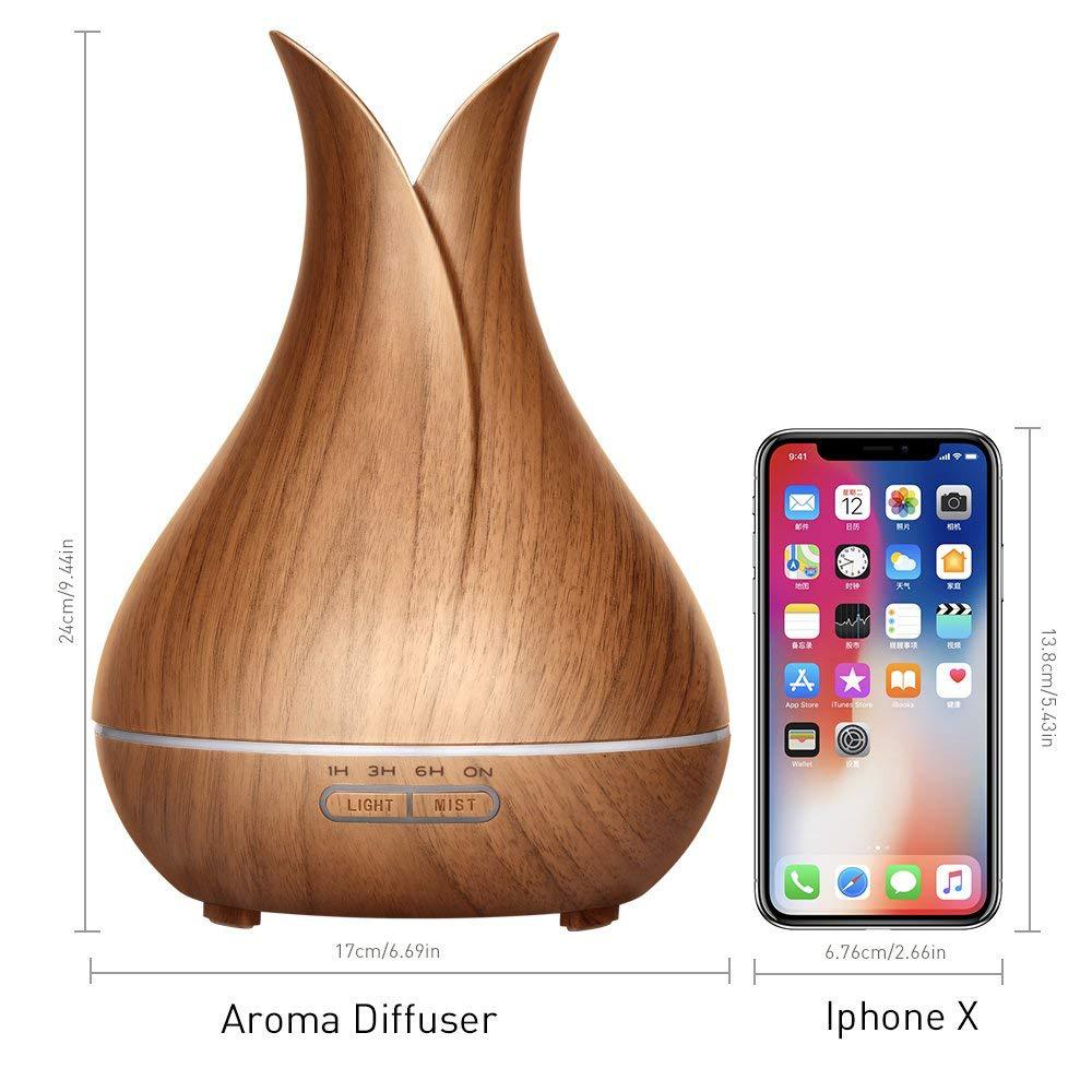 Wood Grain Essential Oil Diffuser: Quiet Calming Mist