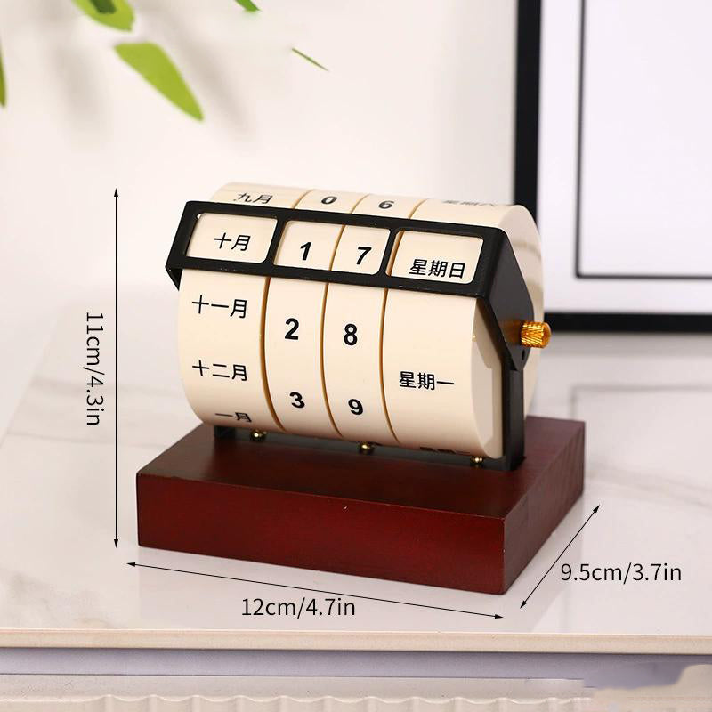 Rotating Perpetual Desk Calendar for Wooden Desk Decor