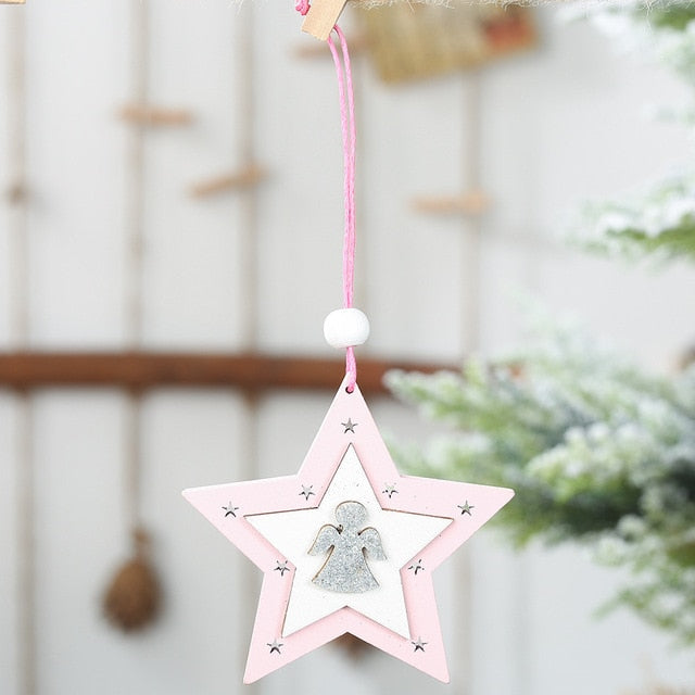 Wooden Christmas Ornaments for Pastel Holiday Decor