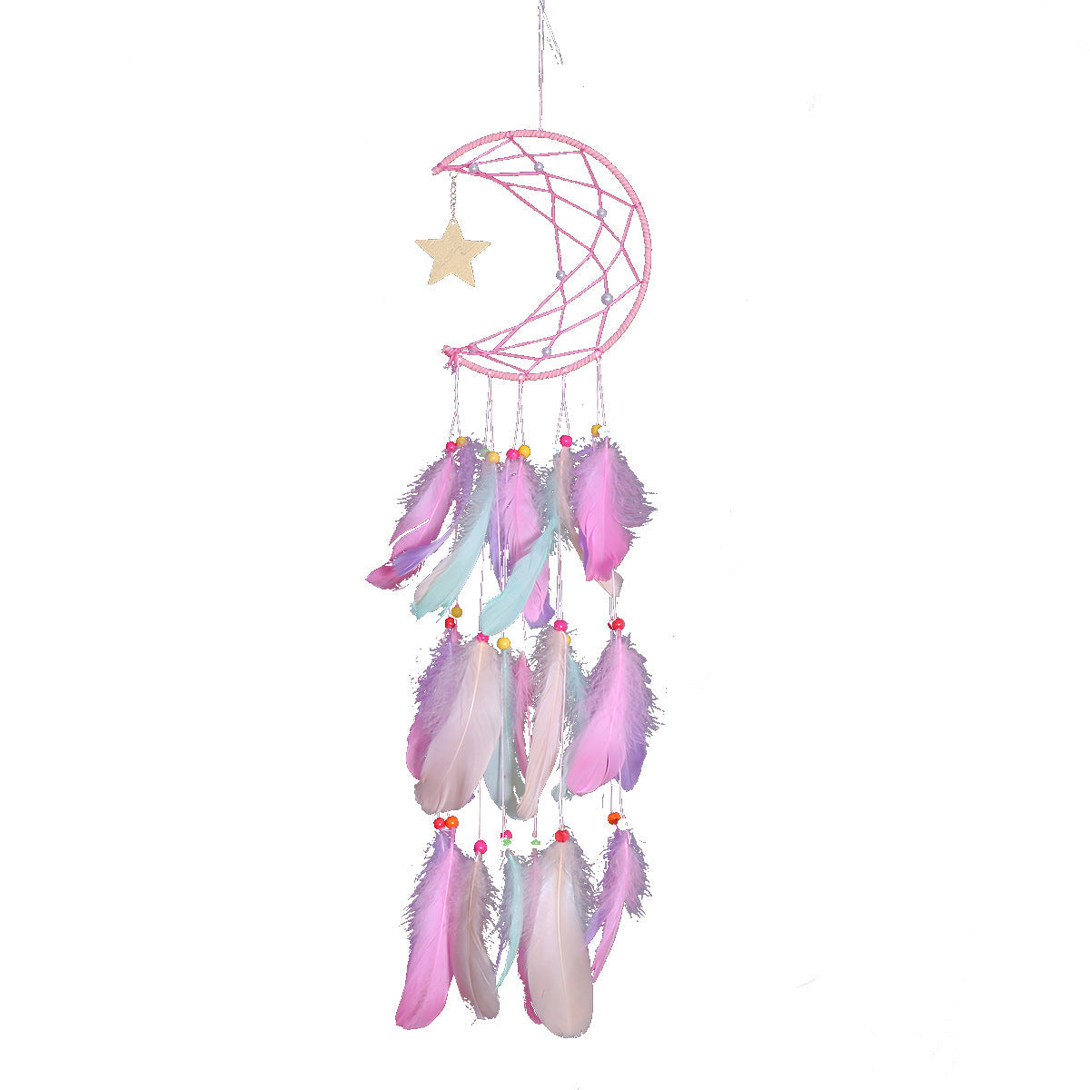 Pastel Crescent Moon Dream Catcher Wall Hanging Decor