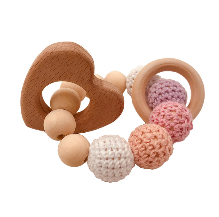 Wooden Baby Teething Ring Set for Sensory Relief