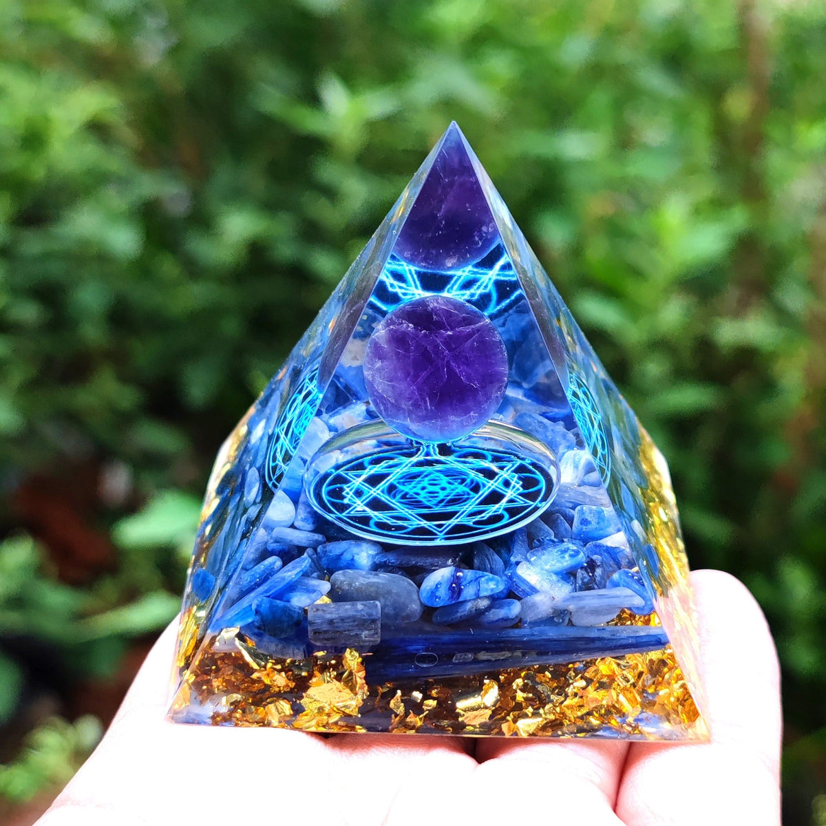 Crystal Resin Pyramid Ornament for Jewel-Like Desk Decor