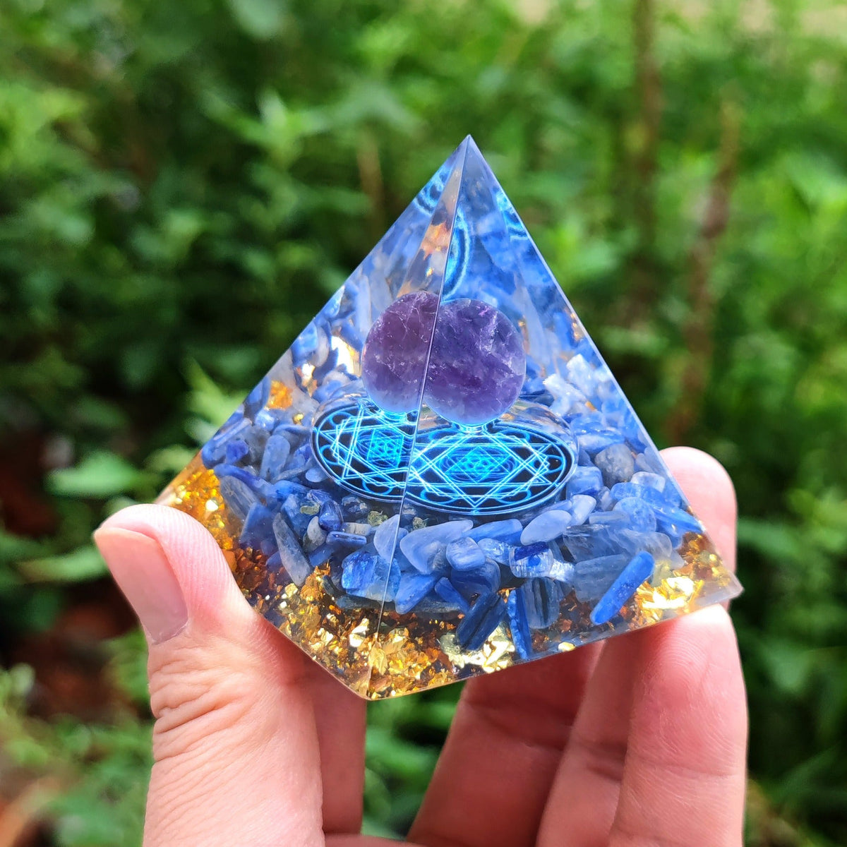 Crystal Resin Pyramid Ornament for Jewel-Like Desk Decor