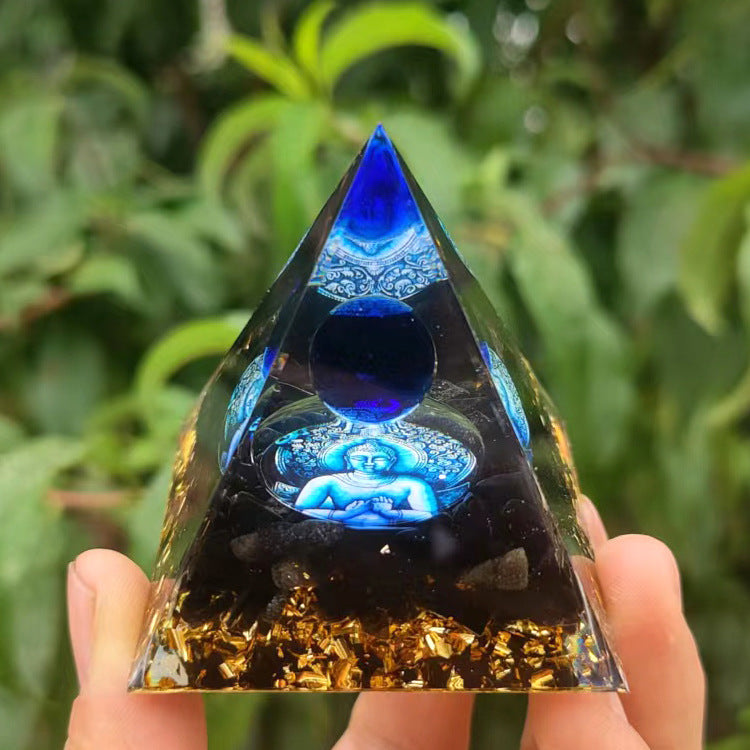 Crystal Ball Pyramid Decor for Reflective Shelf Style