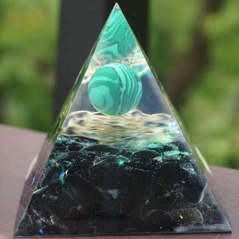 Crystal Ball Pyramid Decor for Reflective Shelf Style