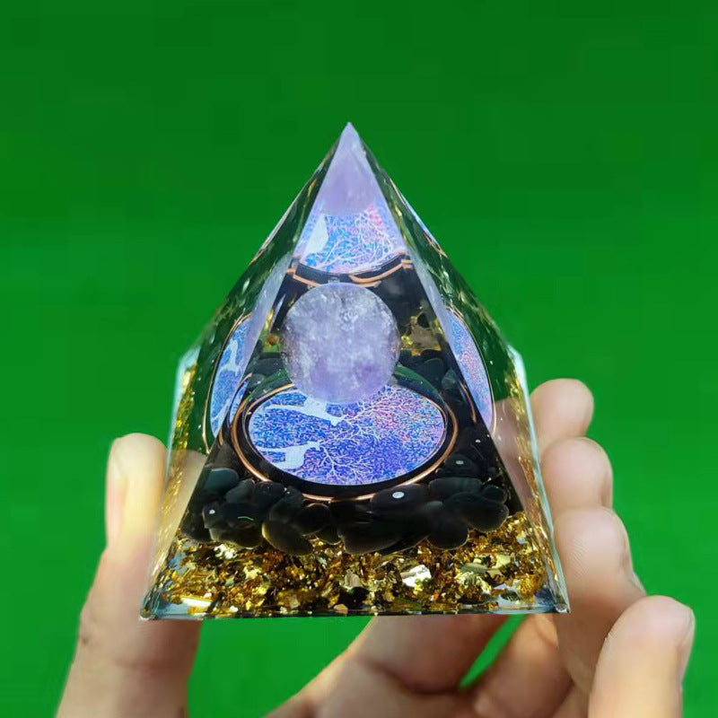 Crystal Ball Pyramid Decor for Reflective Shelf Style