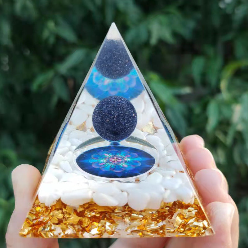 Crystal Ball Pyramid Decor for Reflective Shelf Style