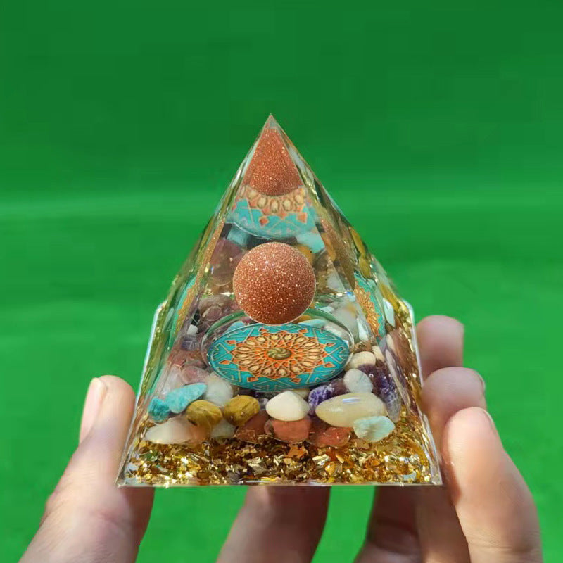 Crystal Ball Pyramid Decor for Reflective Shelf Style