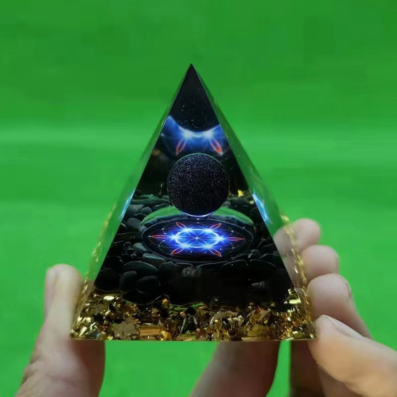 Crystal Ball Pyramid Decor for Reflective Shelf Style