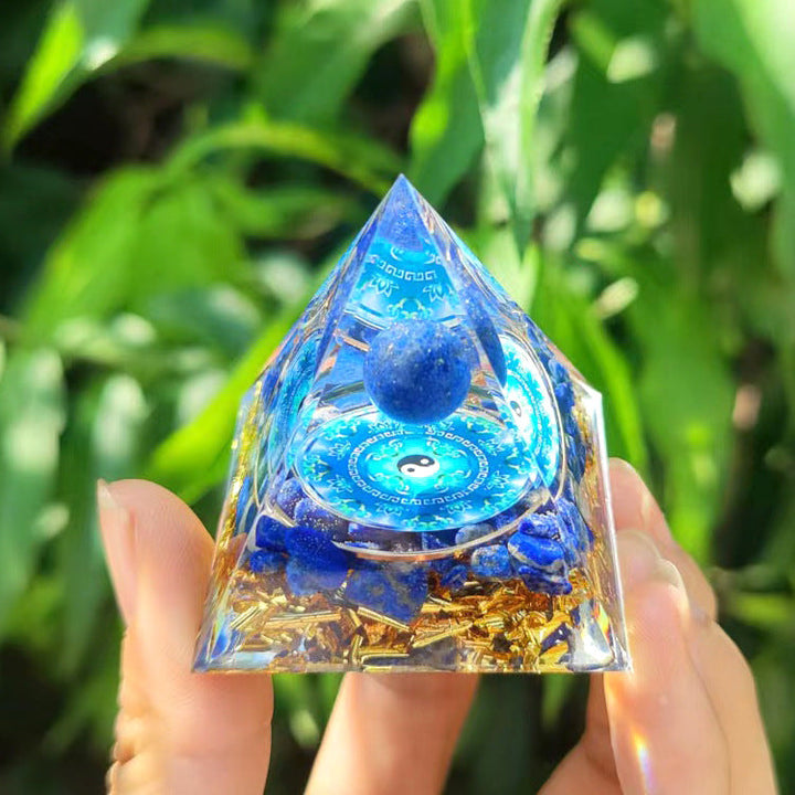 Crystal Ball Pyramid Decor for Reflective Shelf Style