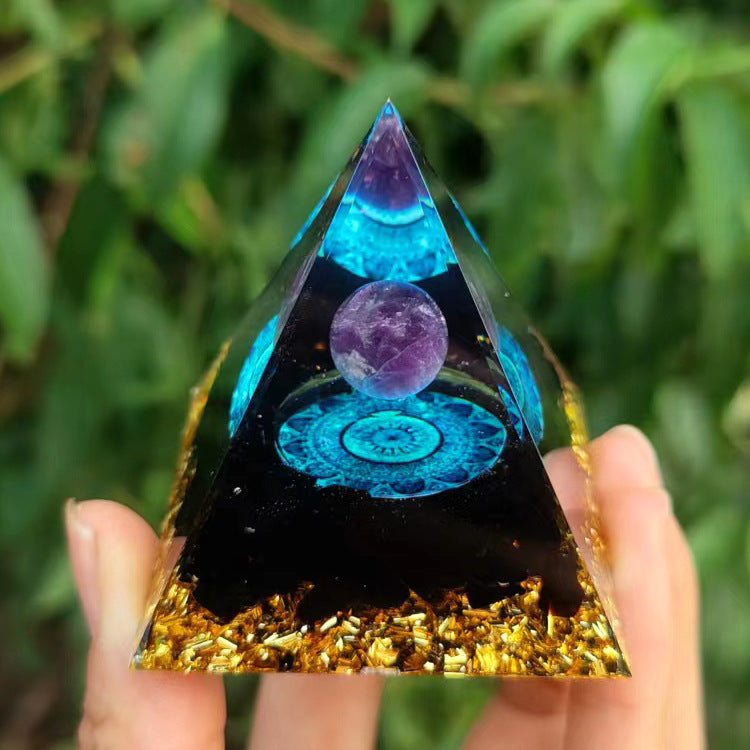 Crystal Ball Pyramid Decor for Reflective Shelf Style