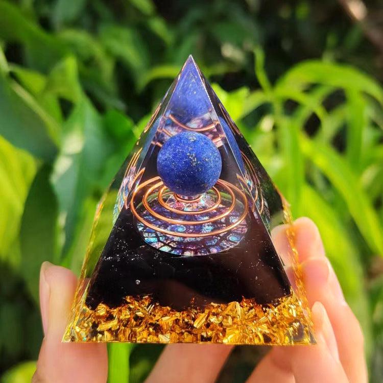 Crystal Ball Pyramid Decor for Reflective Shelf Style